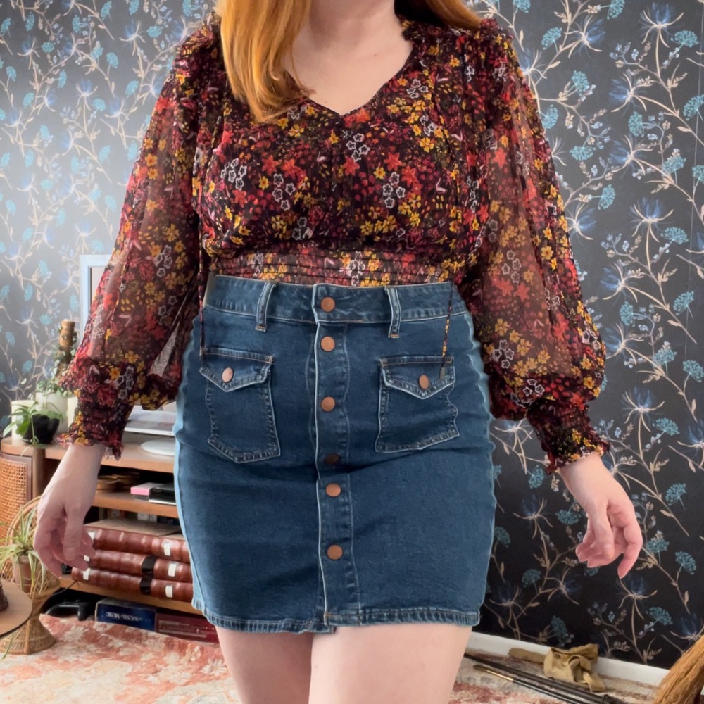 Button-Up Madewell Denim Mini Skirt - Size 31 - Like New